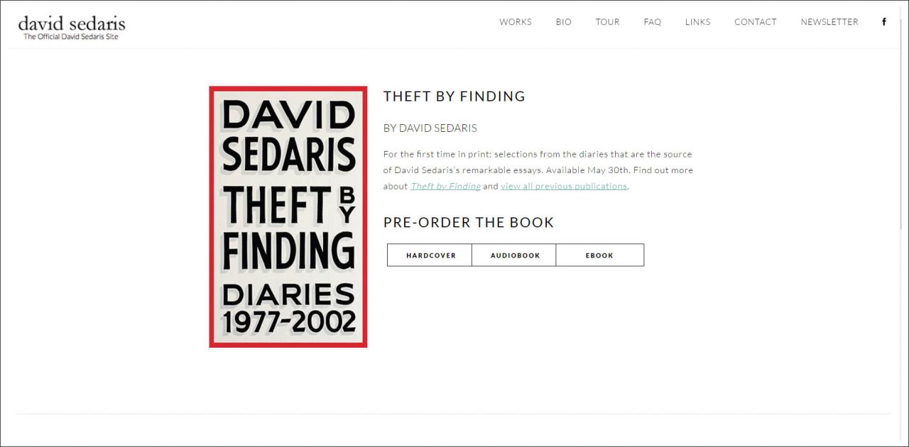 11 Author Websites That Get It Right - David Sedaris