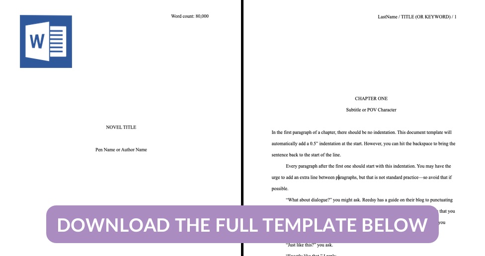 Novel Manuscript Format Template For Microsoft Word - Free Word Template