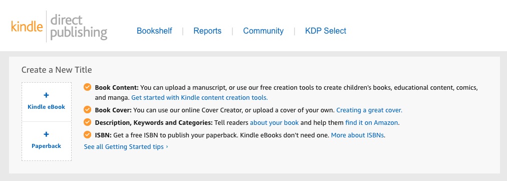 Guide to Kindle Direct Publishing | KDP's homepage interface