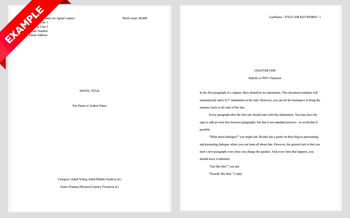 Double Spaced Manuscript Example How To Format A Book Manuscript 2021 